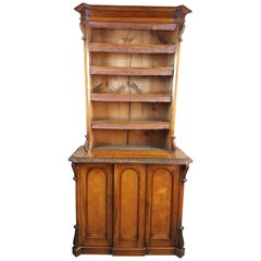 19th Century Irish Walnut Bookcase Cabinet