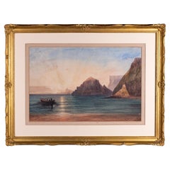 Antique 19th Century Irish Watercolor By A. Nicholl Of The Giant's Causeway Co. Antrim.