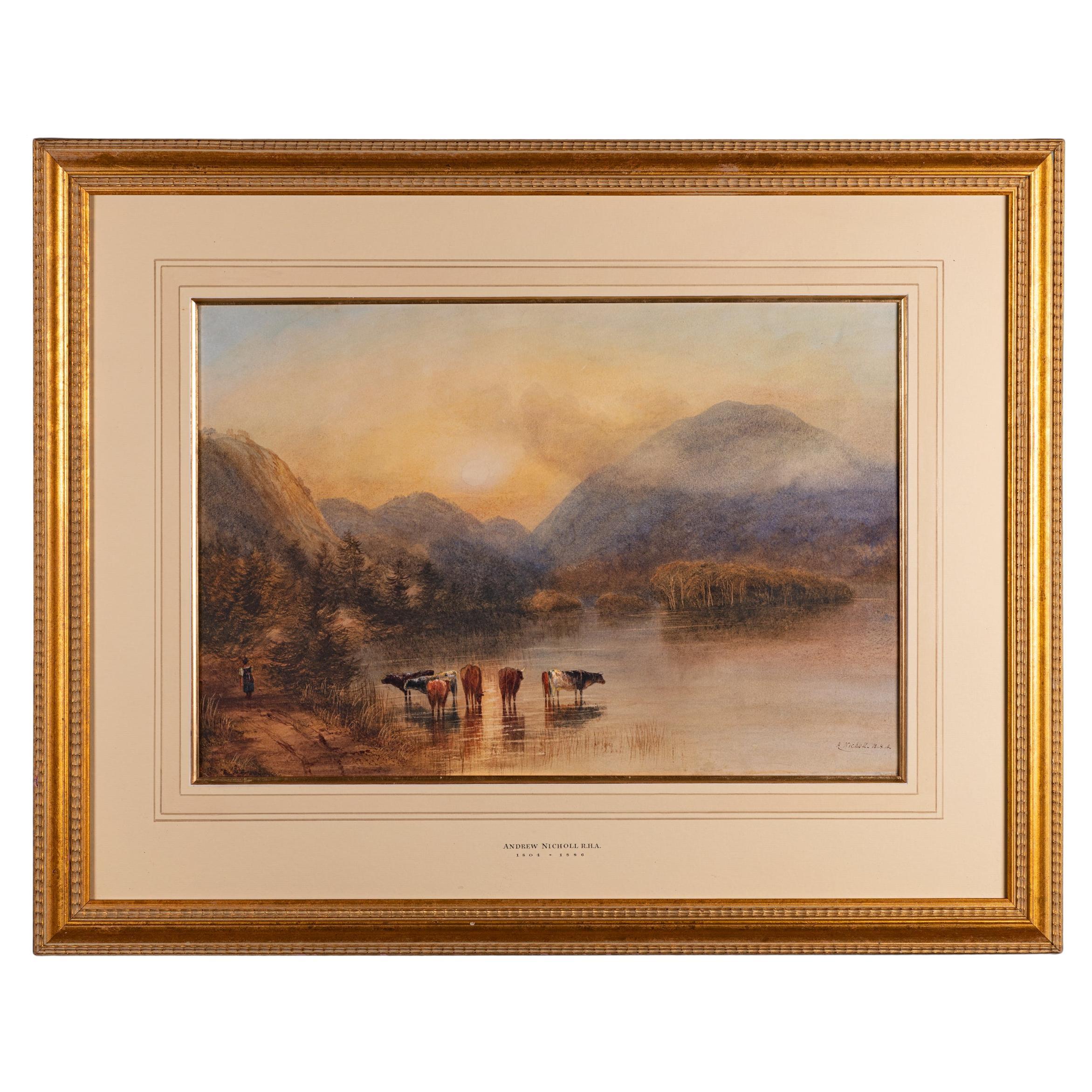 Irisches Aquarell des 19. Jahrhunderts von Andrew Nicholl R.H.A. (1804-1886) N. Irland