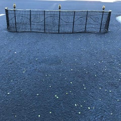 19th Century Iron and Brass Nursery Fender with Brass Urn Finials