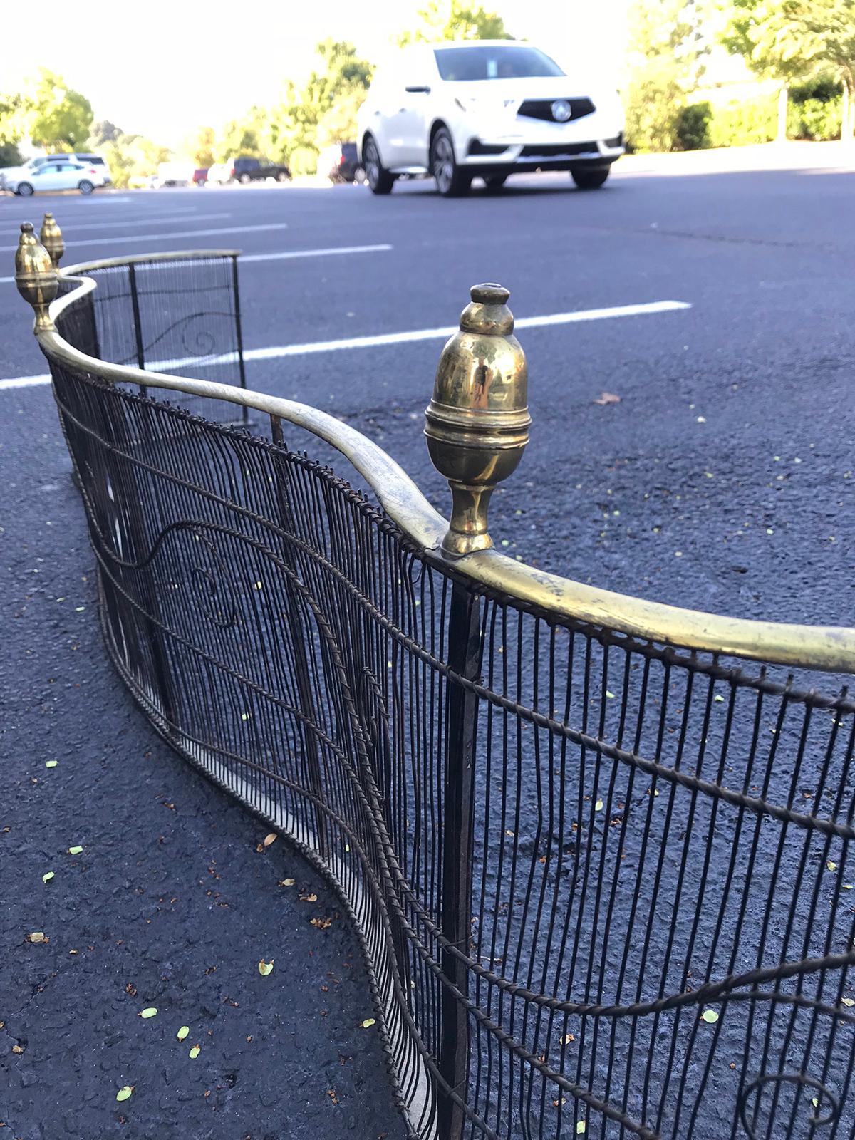 19th Century Iron and Brass Nursery Fender with Brass Urn Finials For Sale 2