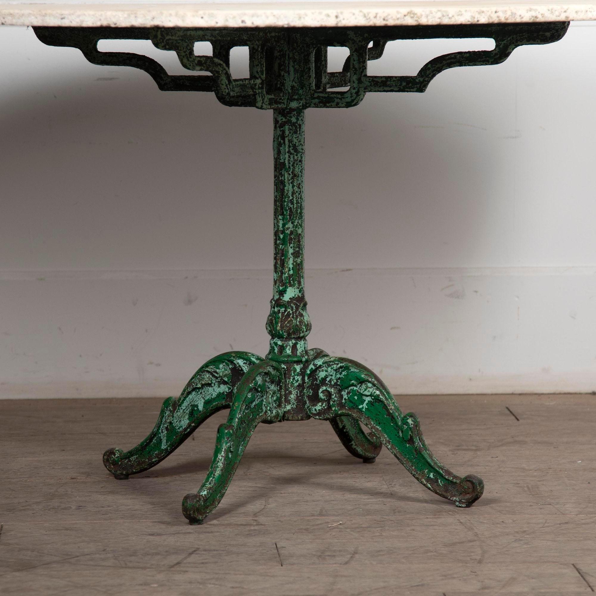 French Provincial 19th Century Iron and Marble Conservatory Table