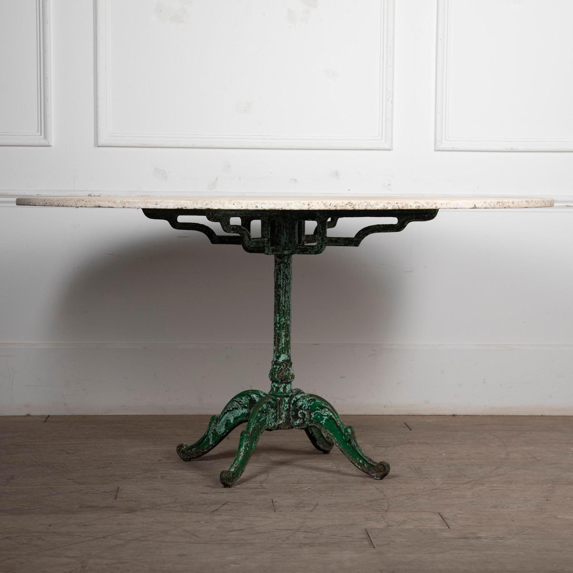 French 19th Century Iron and Marble Conservatory Table