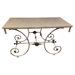 19th Century Iron and Marble Top French Pastry Table
