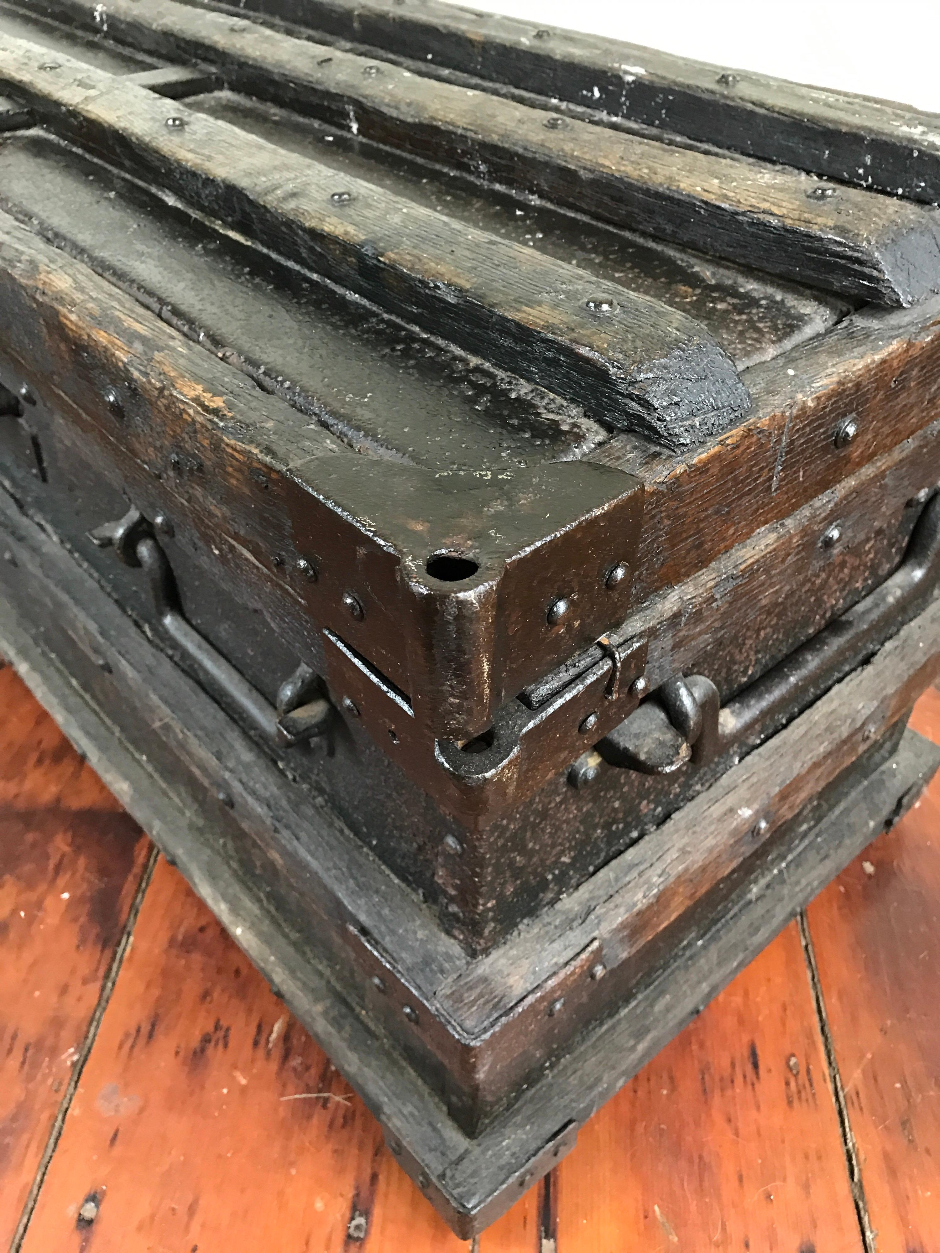 19th Century Iron and Wood Chest For Sale 2
