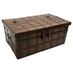 Antique 19th Century Iron-Bound Teak Trunk, Rajasthan, India, circa 1860