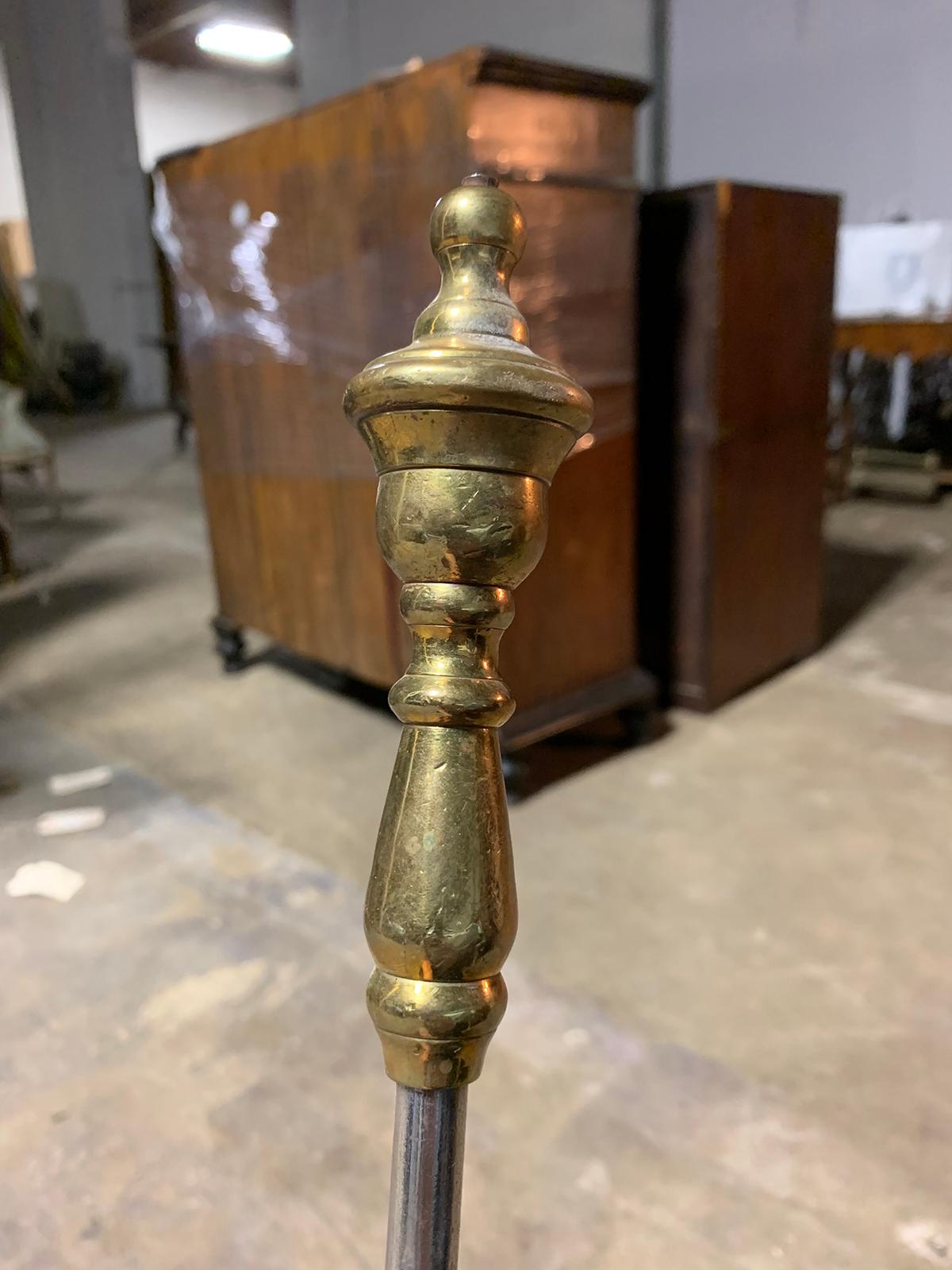 19th Century Iron and Brass Fireplace Poker In Good Condition For Sale In Atlanta, GA