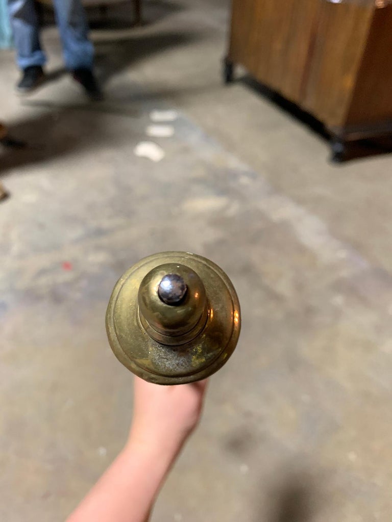 Antique Brass Cat Fireplace Poker Holder 1