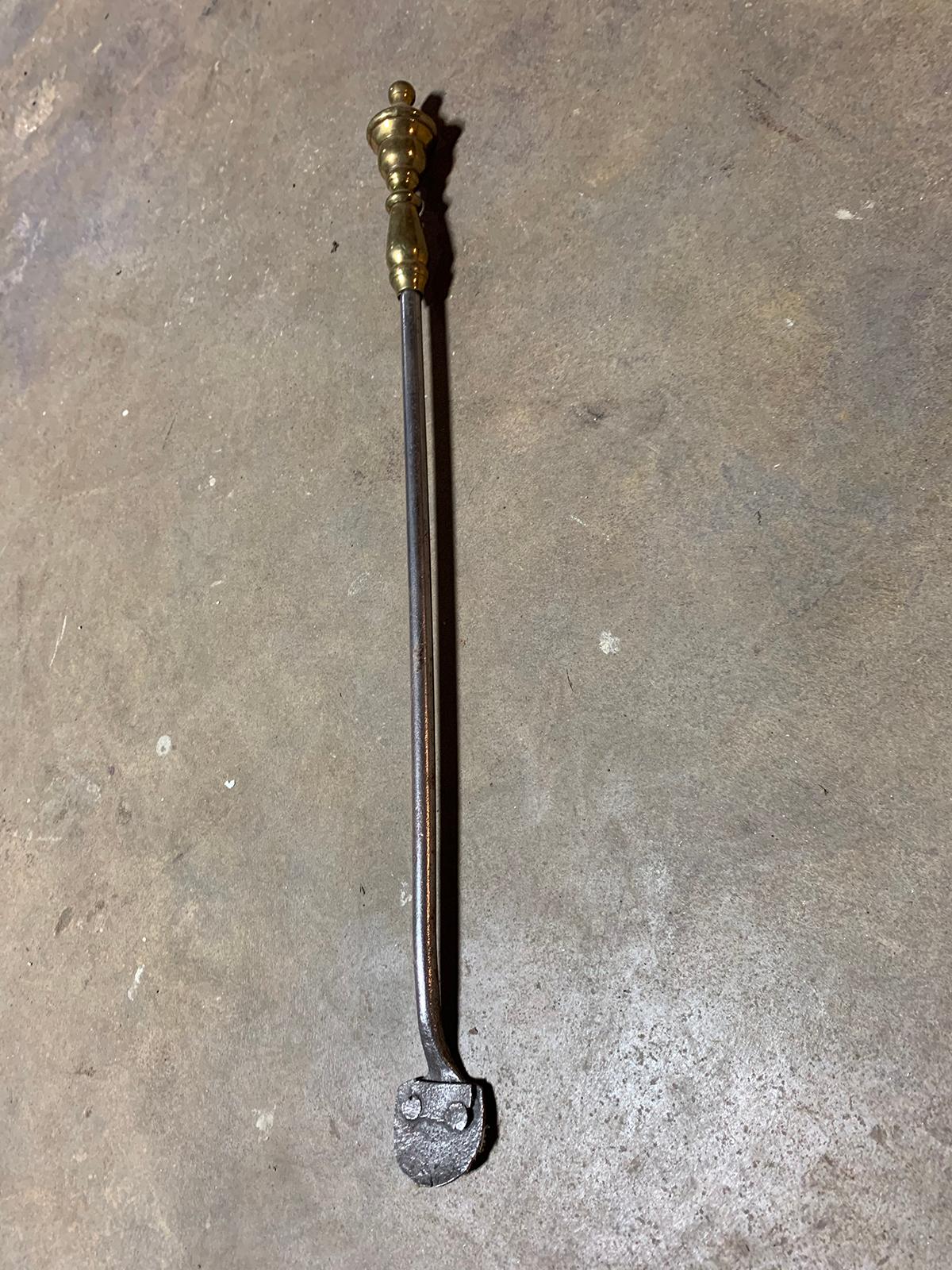 19th Century Iron and Brass Fireplace Poker For Sale 2