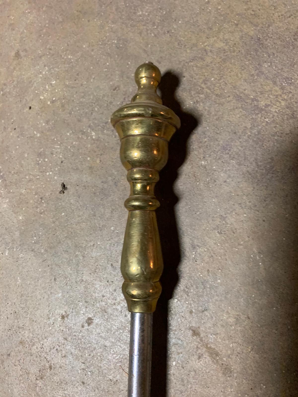 19th Century Iron and Brass Fireplace Poker For Sale 4