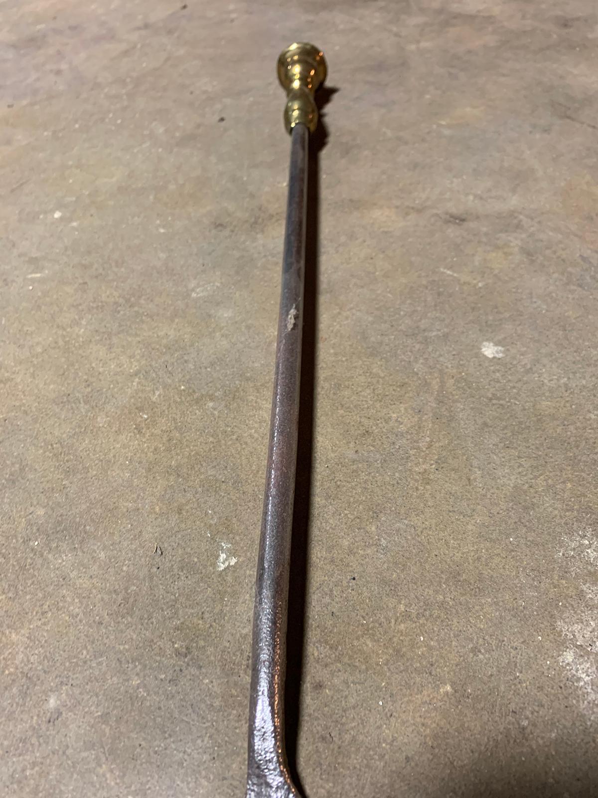 19th Century Iron and Brass Fireplace Poker For Sale 5