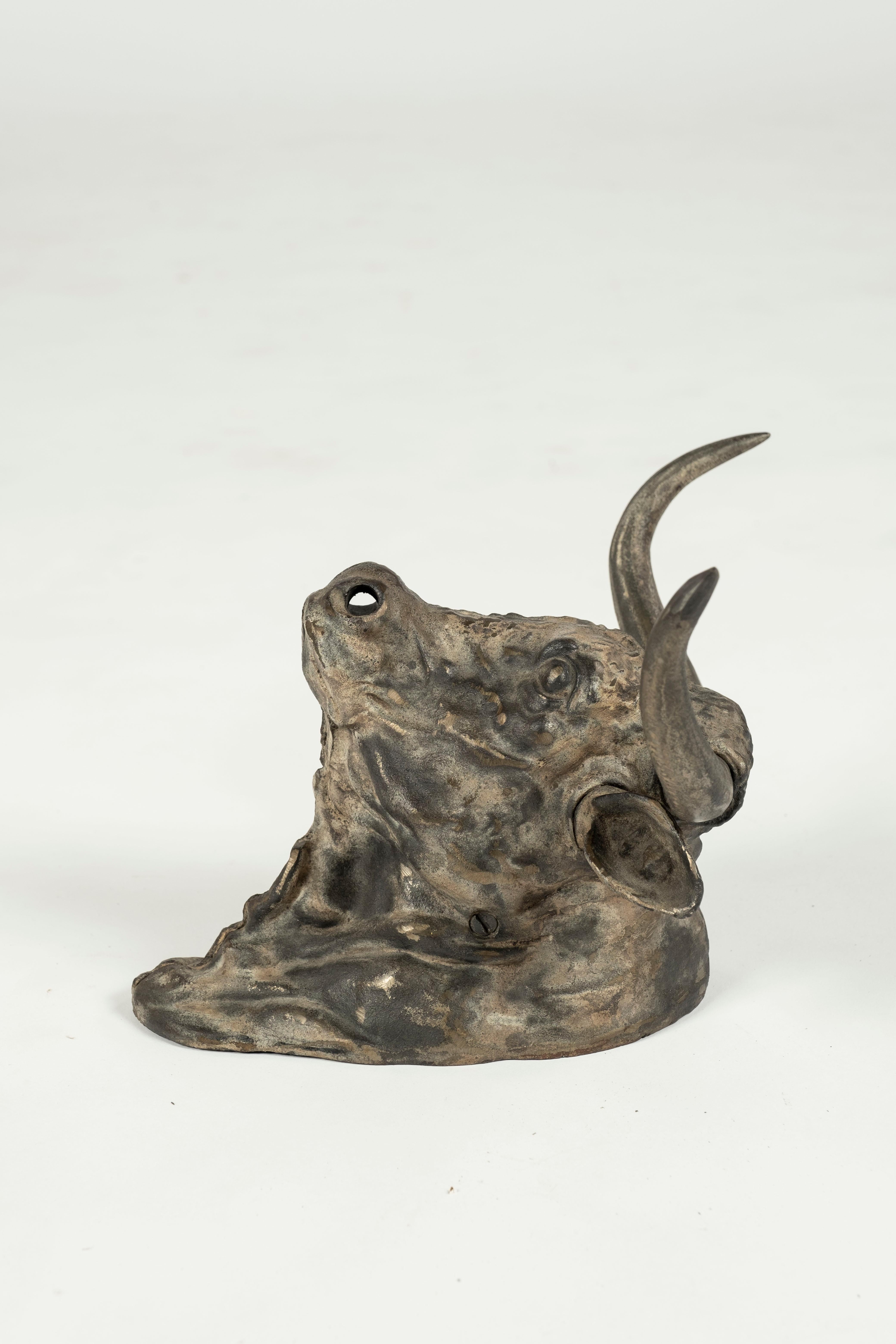 French 19th Century Iron Bull's Head For Sale