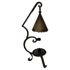 19th Century Iron Candle Holder With Hanging Diffuser