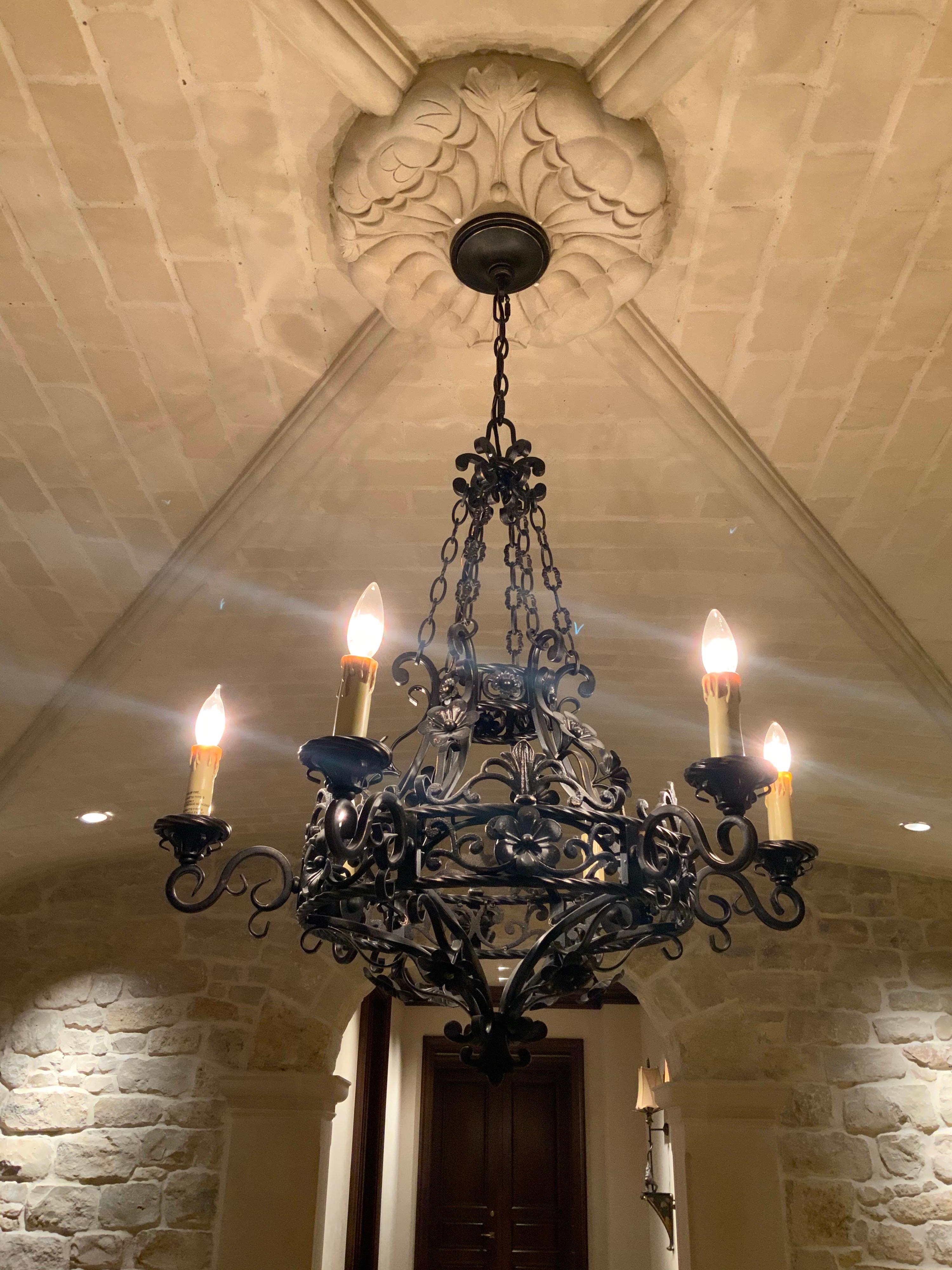 19th Century Iron Chandelier from France In Good Condition In Dallas, TX