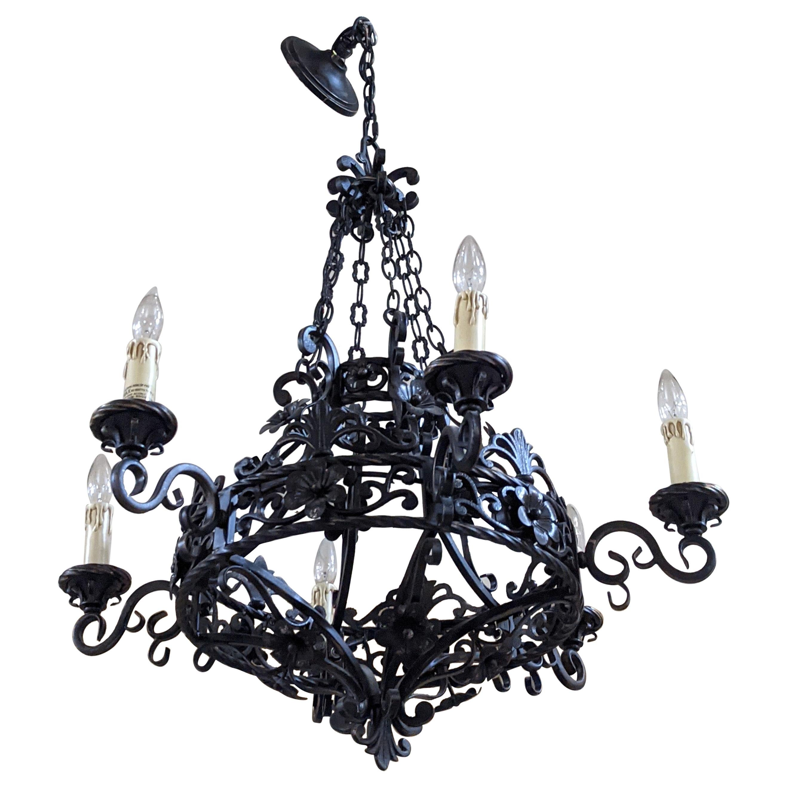 19th Century Iron Chandelier from France