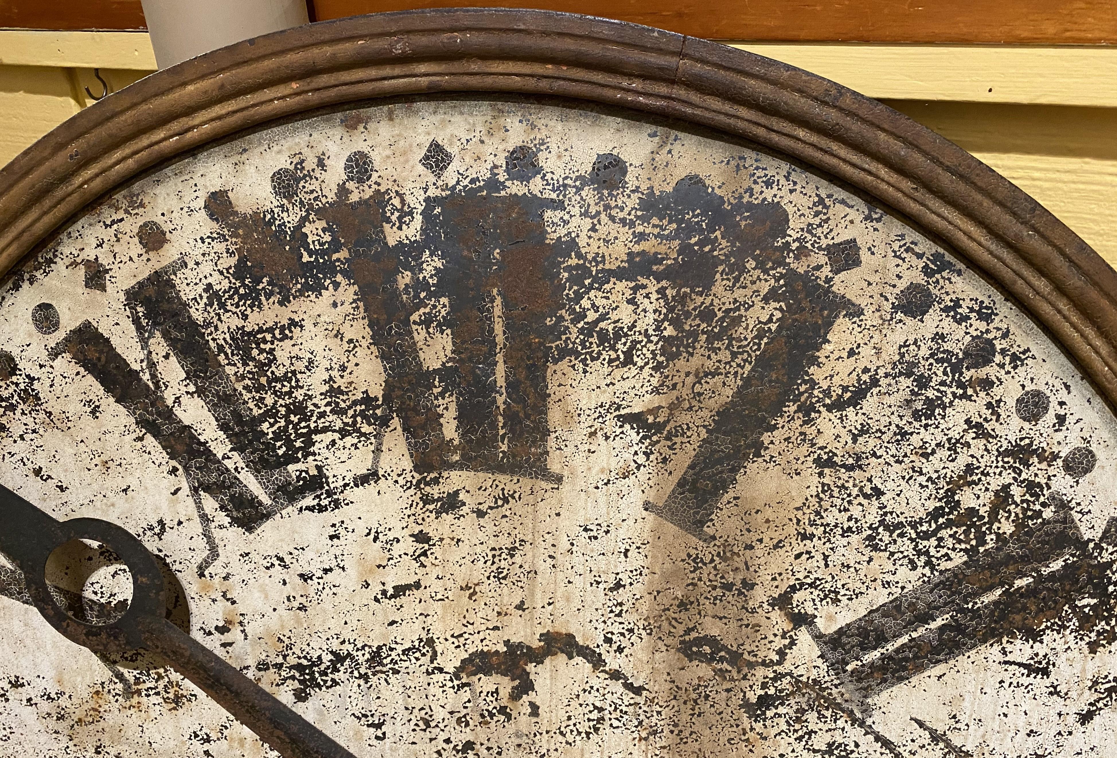 Cast 19th Century Iron Clock Dial with Hands circa 1825-1850 For Sale