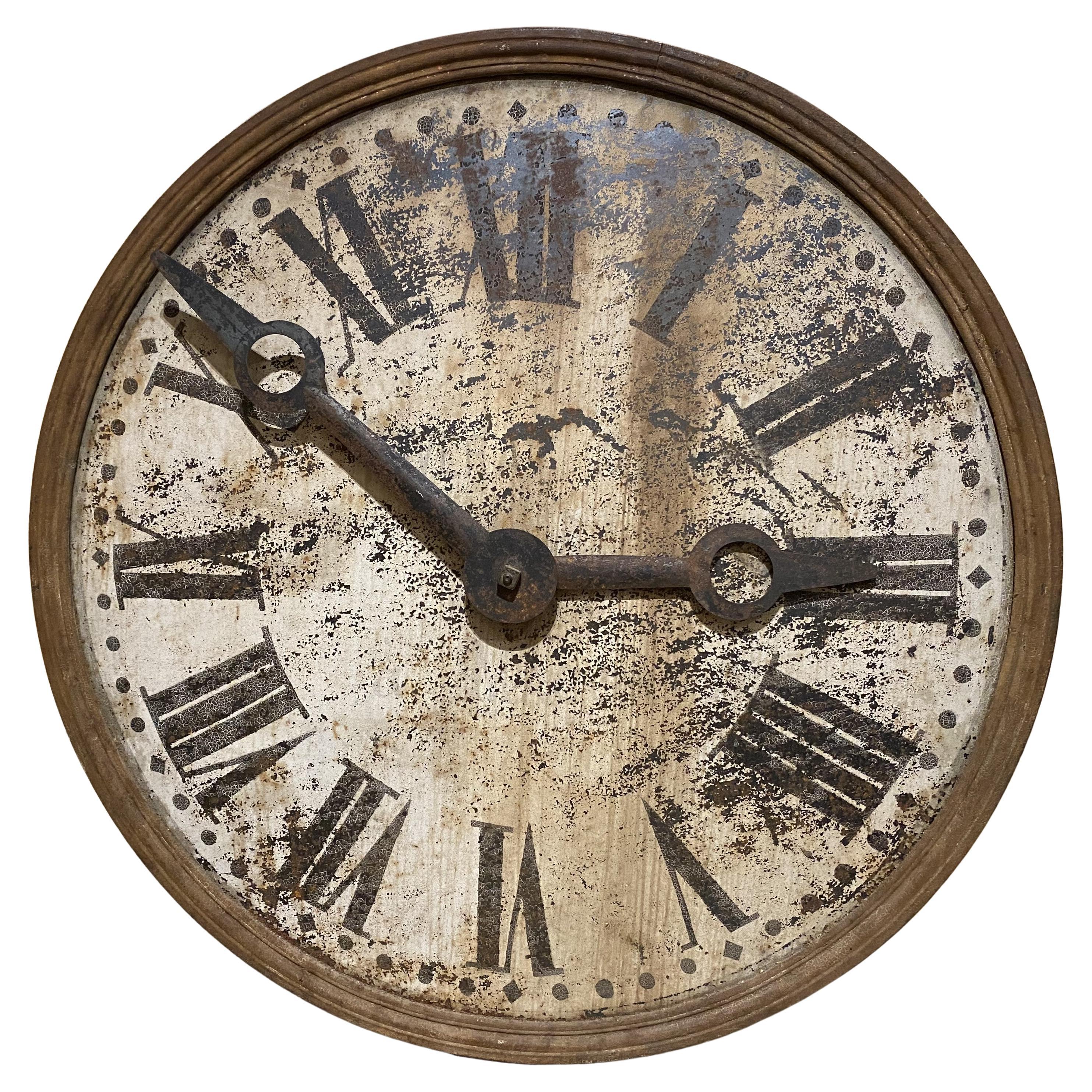 19th Century Iron Clock Dial with Hands circa 1825-1850