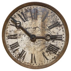 Cadran d'horloge en fer du 19ème siècle avec aiguilles circa 1825-1850