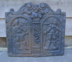 19th Century Iron Fireback of 17th Century Design