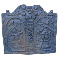 19th Century Iron Fireback of 17th Century Design