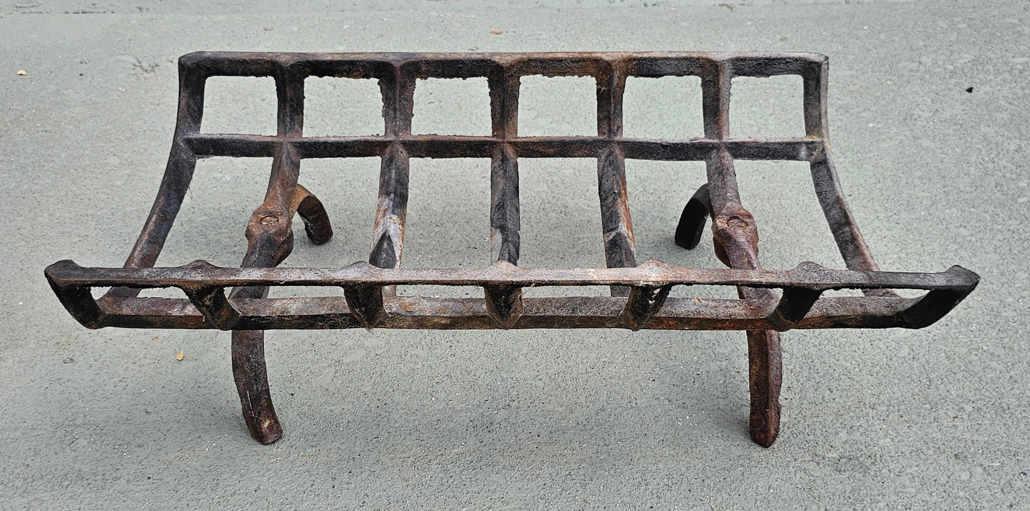 American 19th Century Iron Fireplace Log Holder Grate For Sale