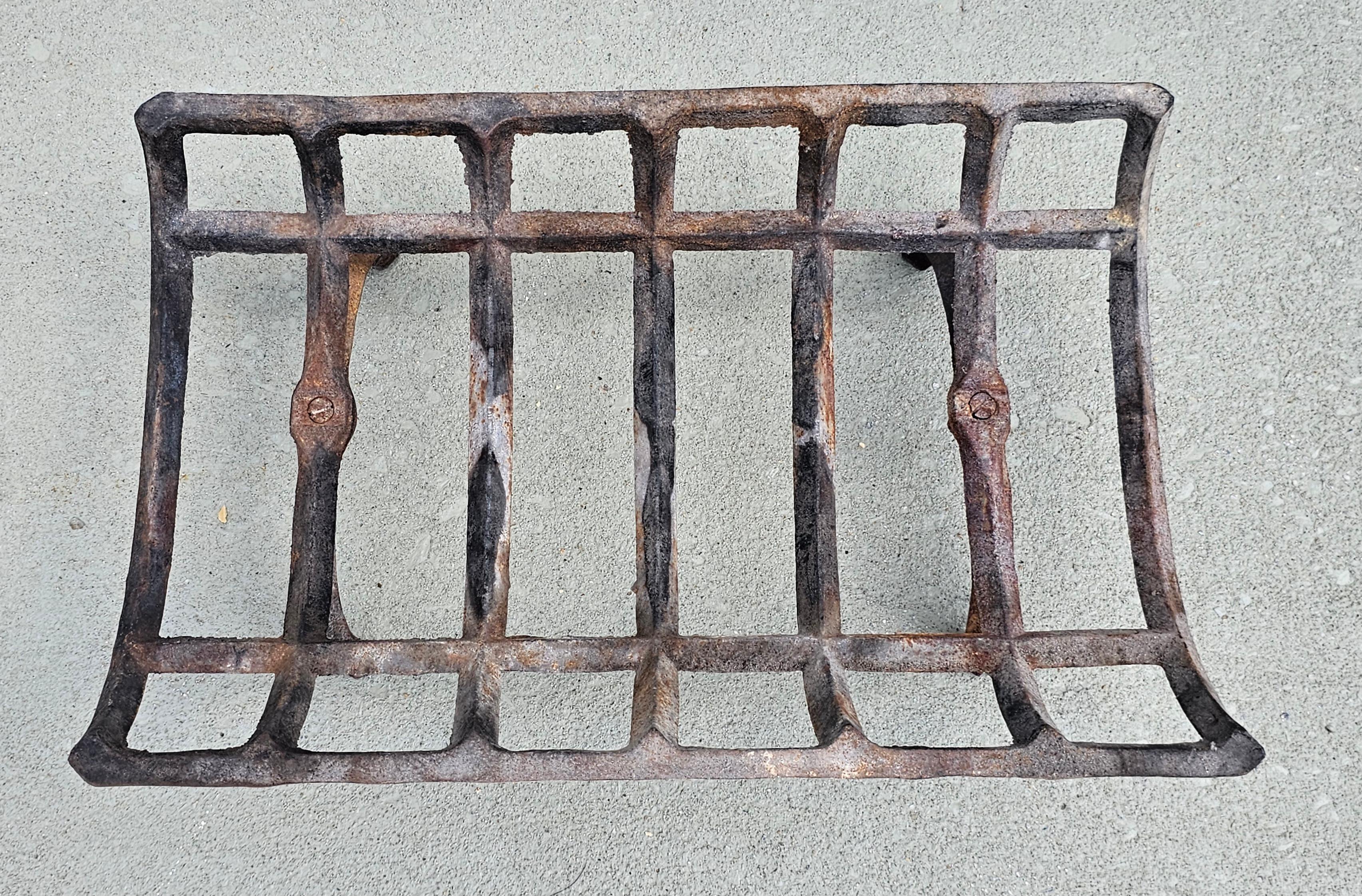 Forged 19th Century Iron Fireplace Log Holder Grate For Sale