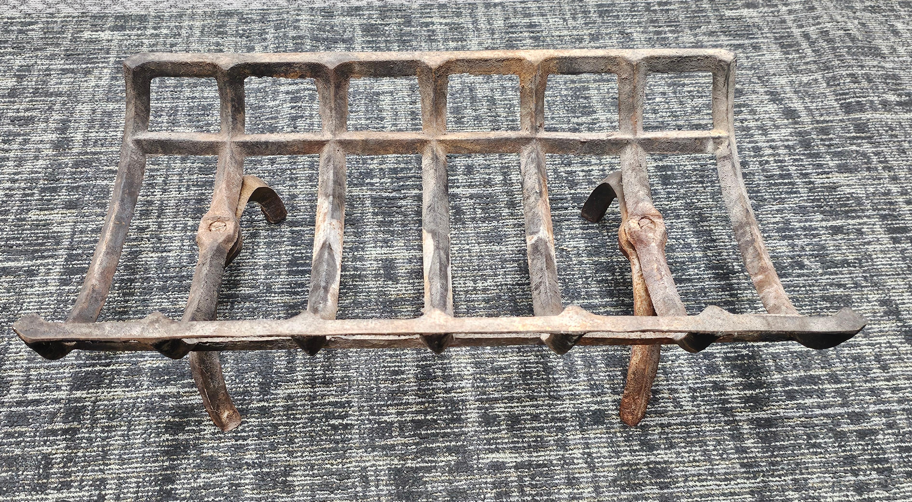19th Century Iron Fireplace Log Holder Grate For Sale 2