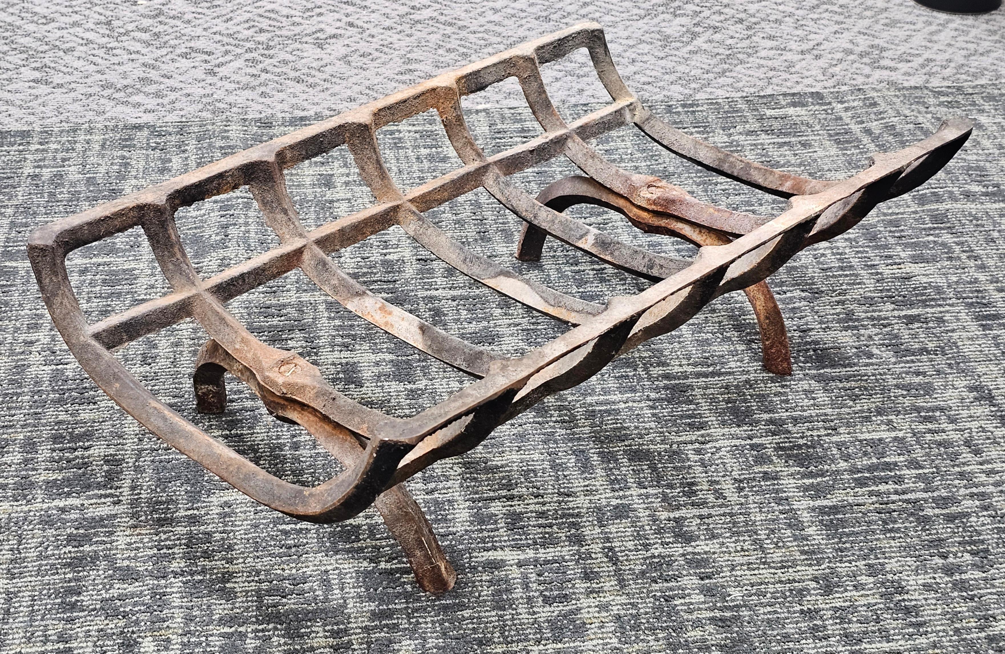 19th Century Iron Fireplace Log Holder Grate For Sale 3