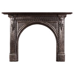 Antique 19th Century Iron Fireplace with Arched Opening