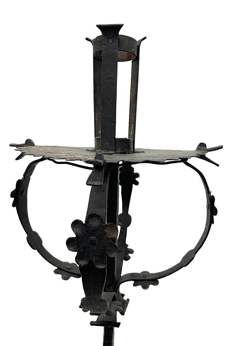 European 19th Century Iron floor candle stands torchères For Sale