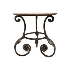 19th Century Iron Gueridon Table with Marble Top