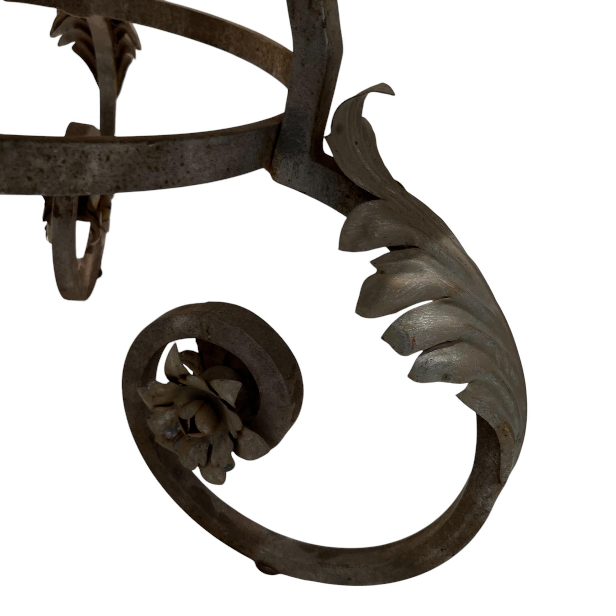 Français 19th Century Iron Gueridon Table with Marble Top en vente