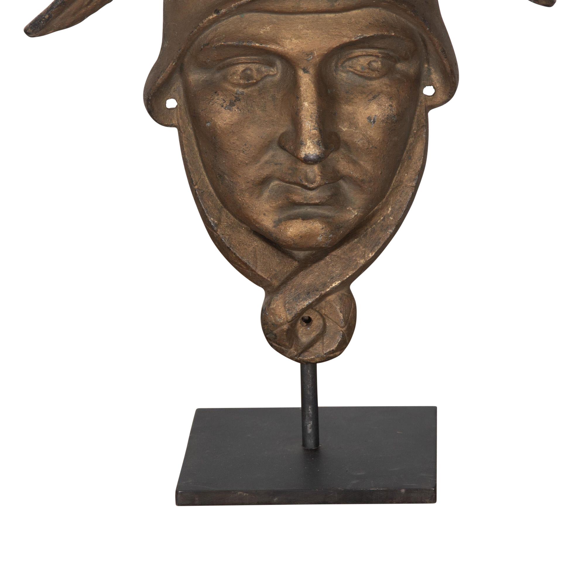 French 19th Century Iron Head of Mercury For Sale