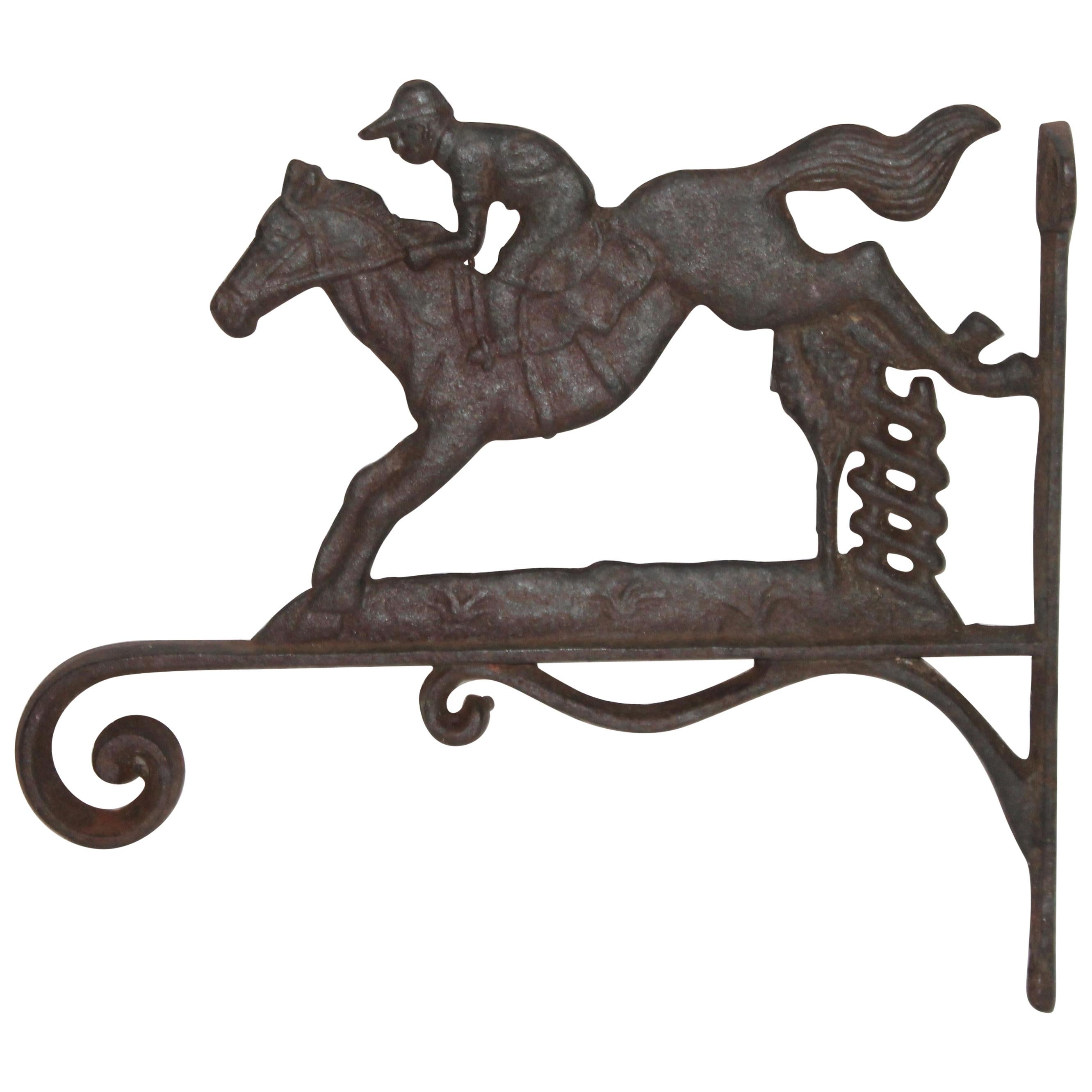 19th Century Iron Horse and Rider Wall Mount