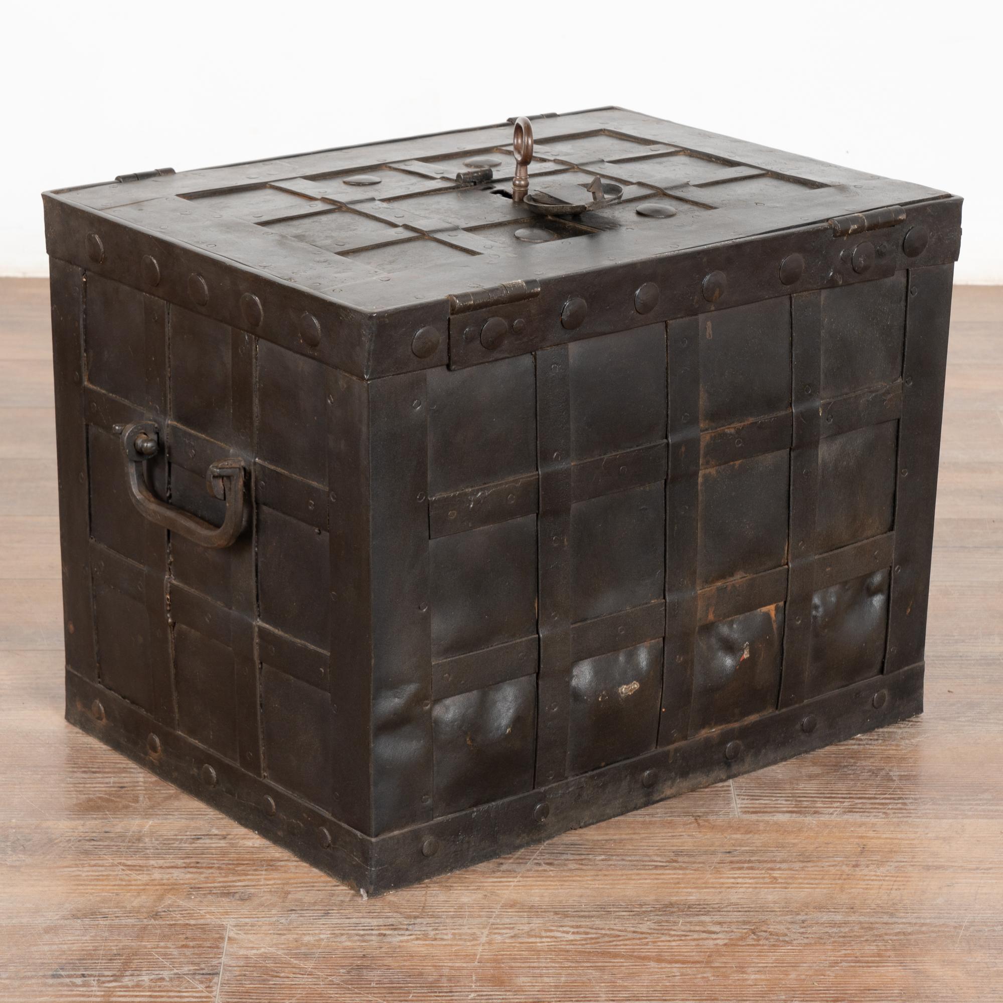 19th Century Iron Lock Box Trunk from Denmark 6