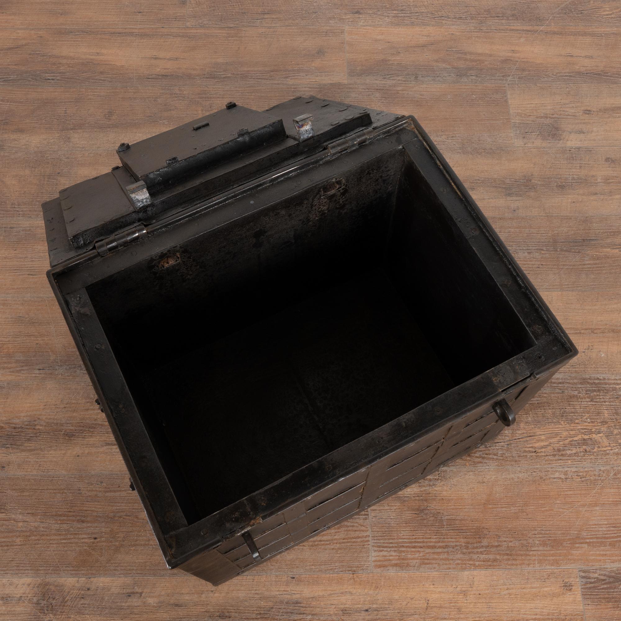 Danish 19th Century Iron Lock Box Trunk from Denmark