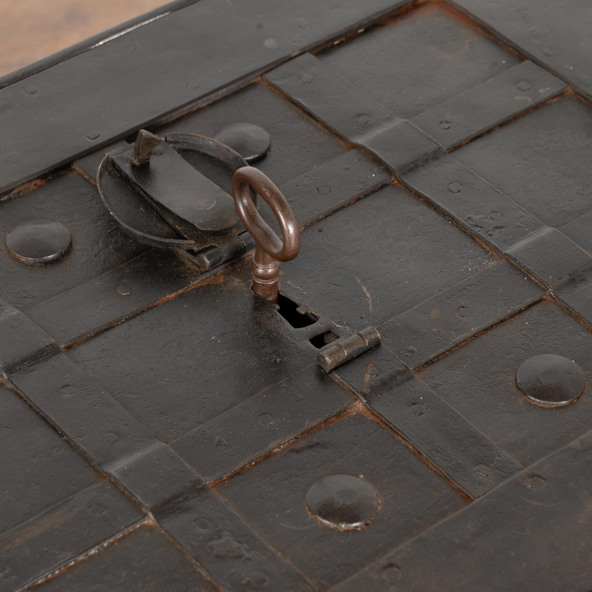 19th Century Iron Lock Box Trunk from Denmark 4
