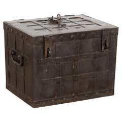 19th Century Iron Lock Box Trunk from Denmark