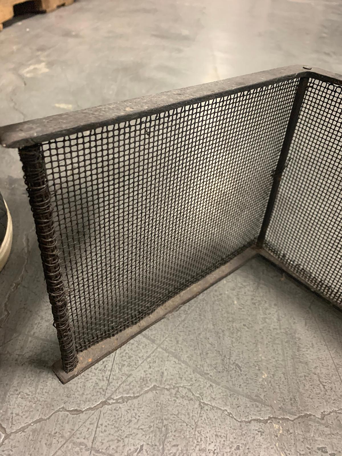 19th Century Iron and Mesh Serpentine Fireplace Fender For Sale 8