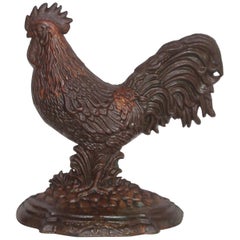 19th Century Iron Rooster with Fragments of Paint