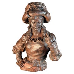 19th Century Iron Sculpture of a Lady in a very fine hat