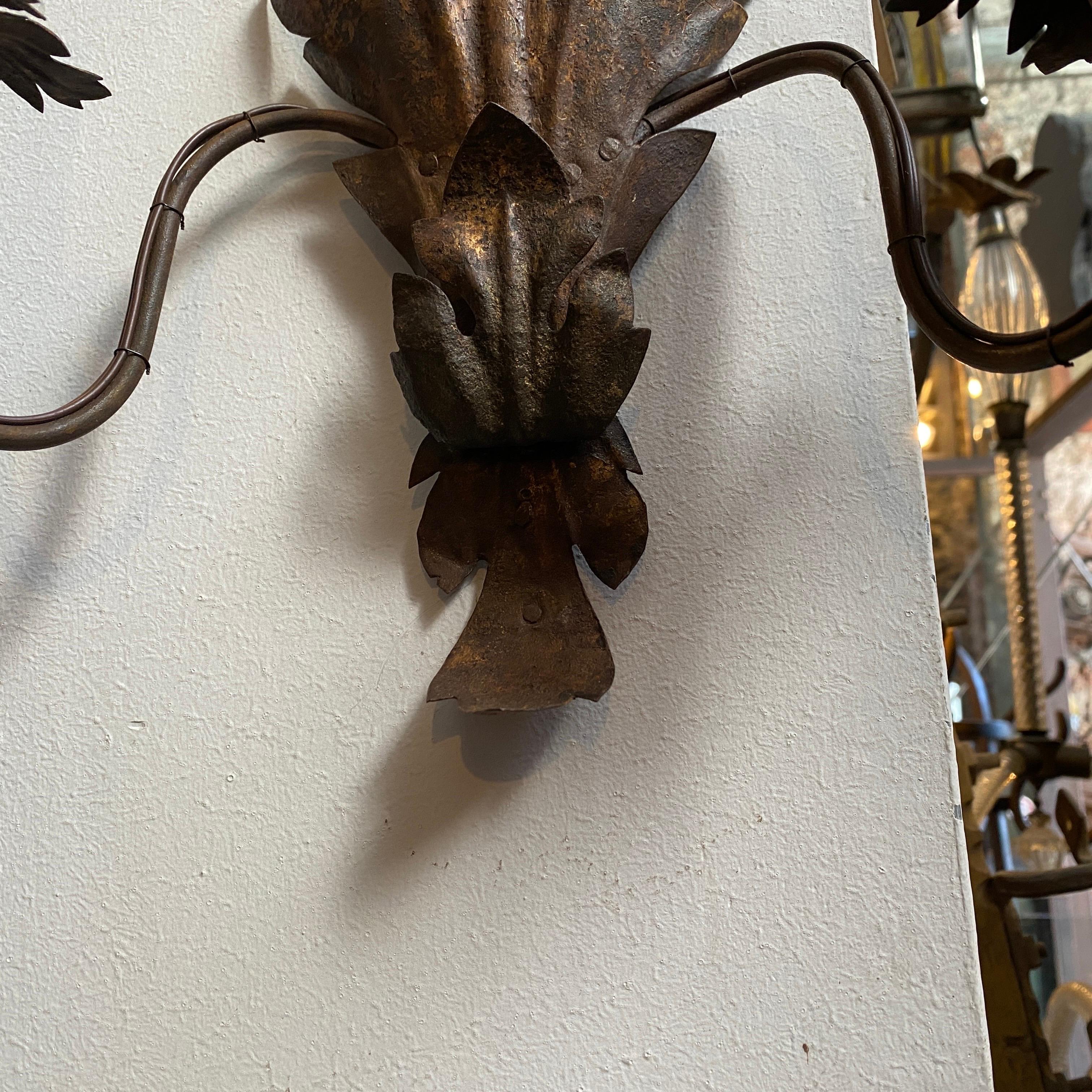 19th Century Iron Sicilian Electrified Candle Sconces For Sale 5