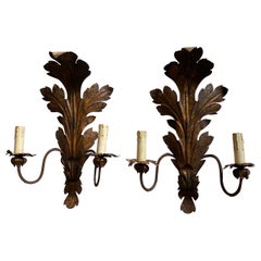 19th Century Iron Sicilian Electrified Candle Sconces
