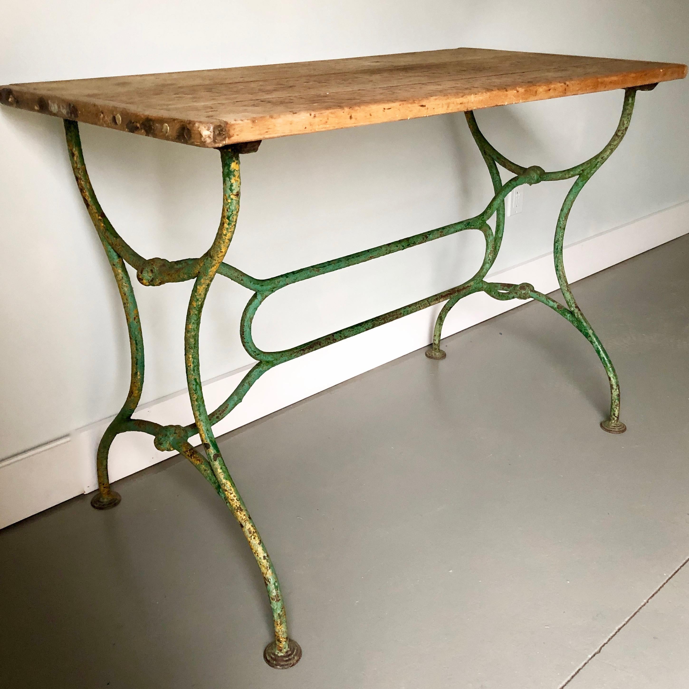 19th century wrought Iron garden table with thick patinated wooden top.
Beautiful addition for the garden room, porch or patio.
Surprising pieces and objects, authentic, decorative and rare items. Discover them all.
 