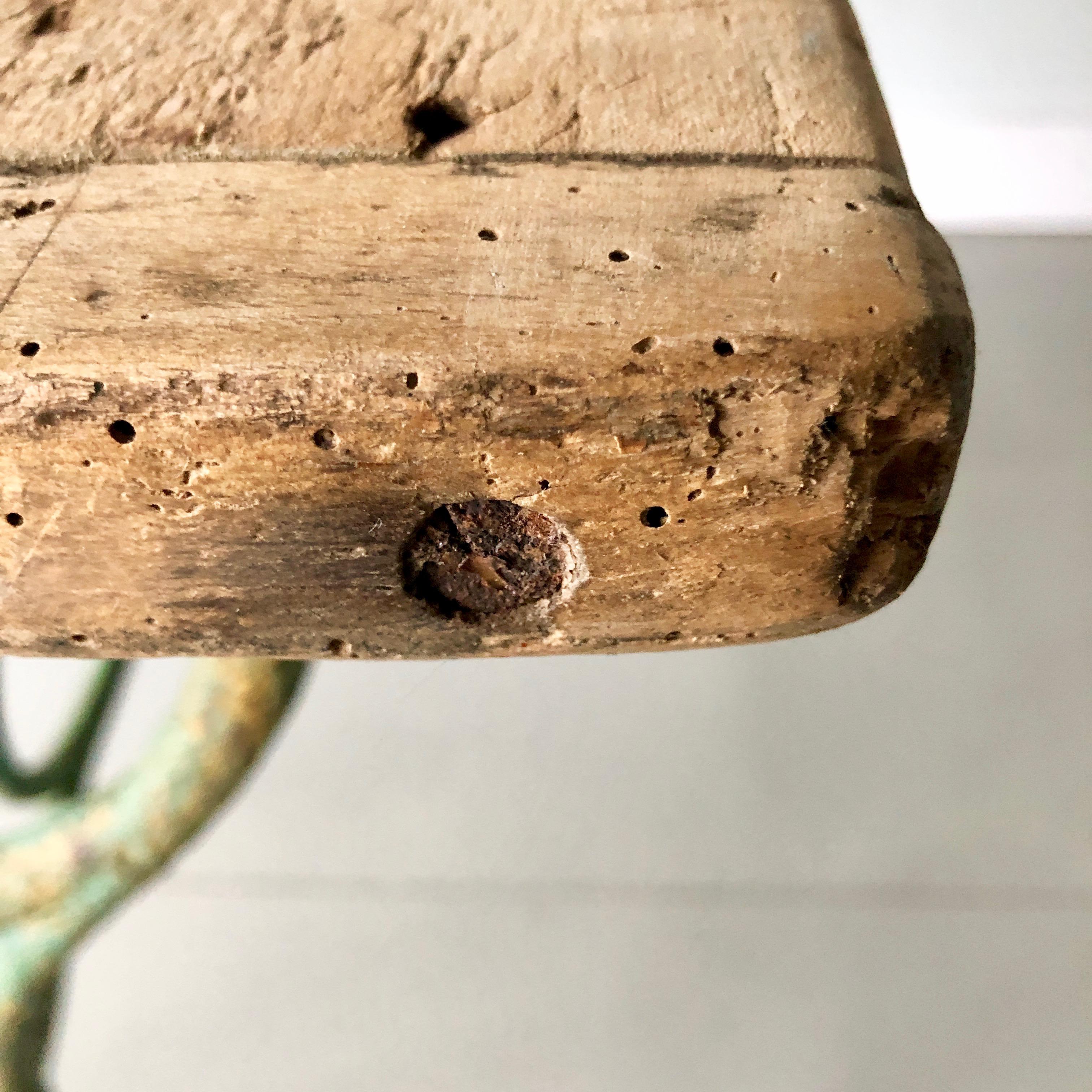 19th Century Iron Table with Wooden Top In Good Condition In Charleston, SC