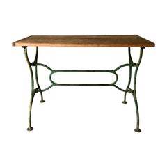 19th Century Iron Table with Wooden Top
