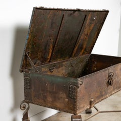 19th Century Iron Trunk on Stand