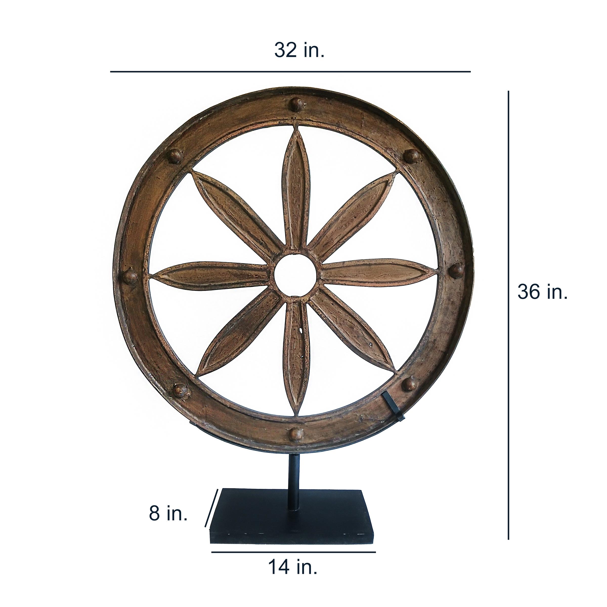 19th Century Iron Wagon Wheel on Stand For Sale 4