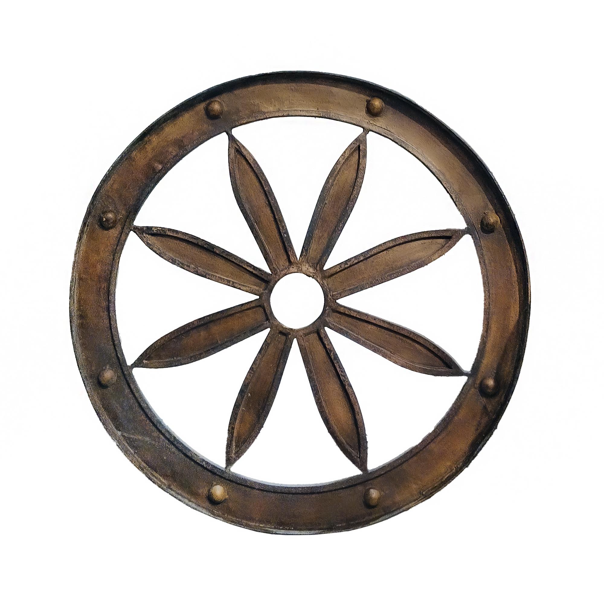 19th Century Iron Wagon Wheel on Stand For Sale 5