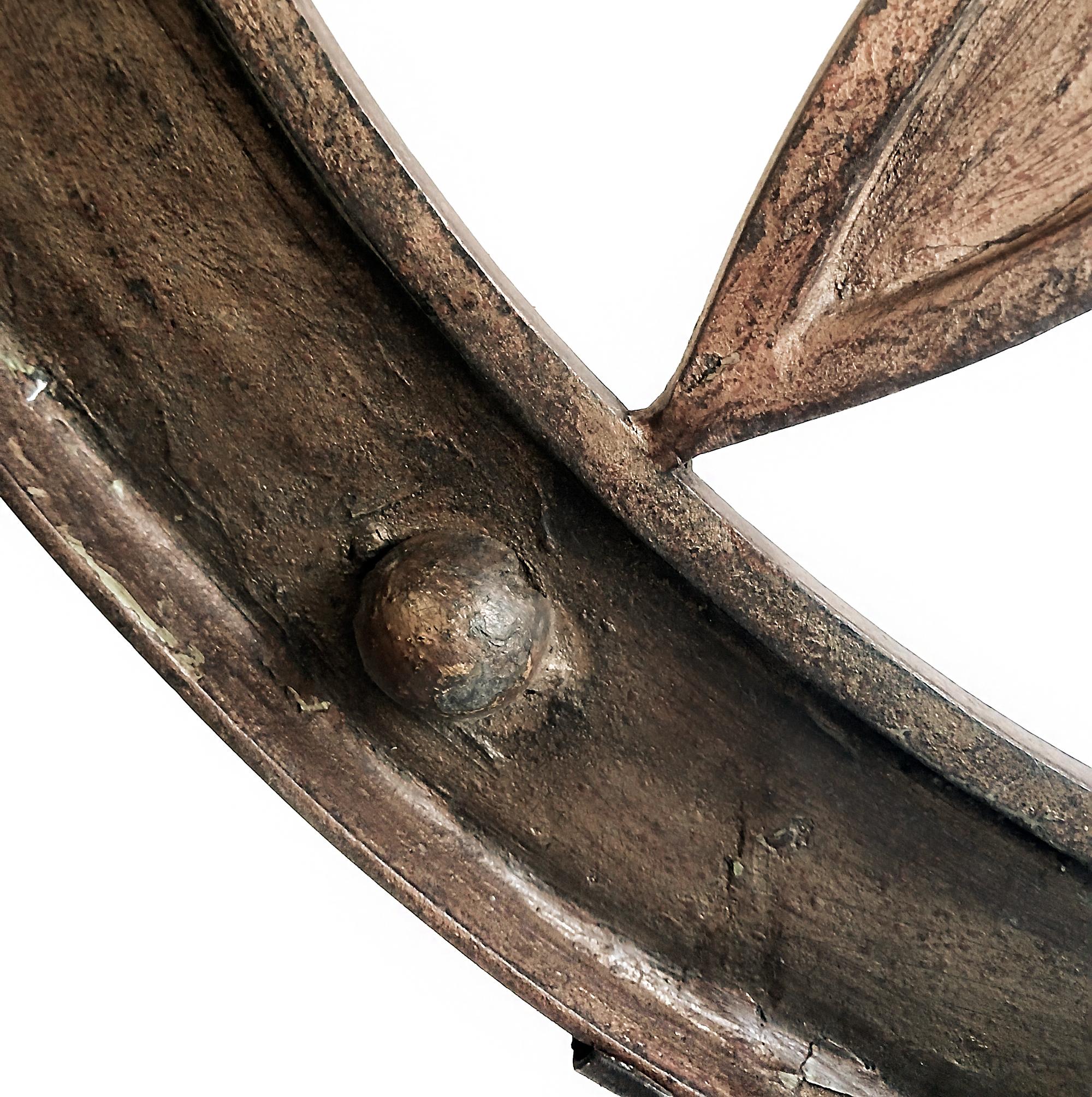 19th Century Iron Wagon Wheel on Stand For Sale 7
